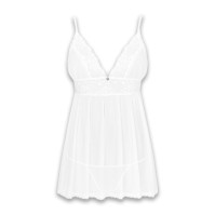 Пеньюар і трусики Obsessive Heavenlly Babydoll & Thong White M/L