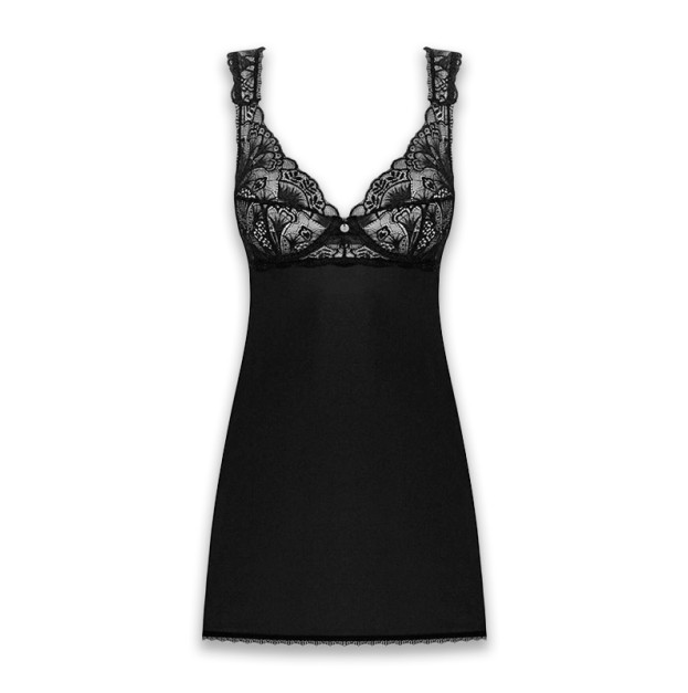 Сукня бебі-дол та трусики Obsessive Donna Dream Babydoll Black XL/XXL