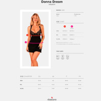 Сукня бебі-дол та трусики Obsessive Donna Dream Babydoll Black XL/XXL