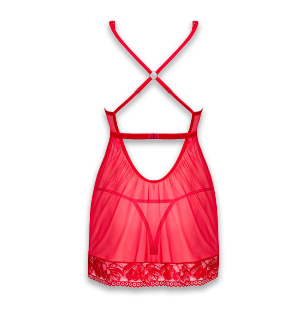 Платье беби-долл Obsessive Lacelove Babydoll & Thong Red XS/S