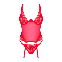 Корсет Obsessive Lacelove corset Red XL/2XL