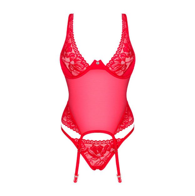 Корсет Obsessive Lacelove corset Red XL/2XL