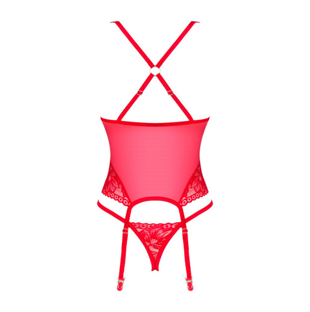 Корсет Obsessive Lacelove corset Red XL/2XL