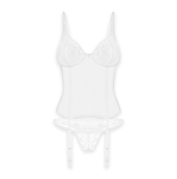 Корсет Obsessive Alissium Corset & Thong White XS/S