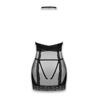 Напівпрозора сорочка з відкритими грудьми Obsessive Lacrisia chemise Black XS/S