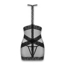 Напівпрозора сорочка з відкритими грудьми Obsessive Lacrisia chemise Black M/L