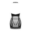 Напівпрозора сорочка з відкритими грудьми Obsessive Lacrisia chemise Black M/L