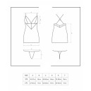 Сатиновий комплект для сну з мереживом Obsessive 828-CHE-1 chemise & thong Black L/XL