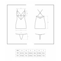 Сатиновий комплект для сну з мереживом Obsessive 828-CHE-1 chemise & thong Black L/XL
