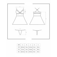 Еротичний мереживний комплект із сіточкою Obsessive 838-BAB-1babydoll & thong Black S/M