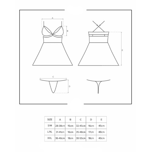 Еротичний мереживний комплект із сіточкою Obsessive 838-BAB-1babydoll & thong Black S/M
