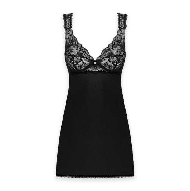 Сорочка бебі-дол з мереживом на грудях Obsessive Donna Dream babydoll Black XS/S