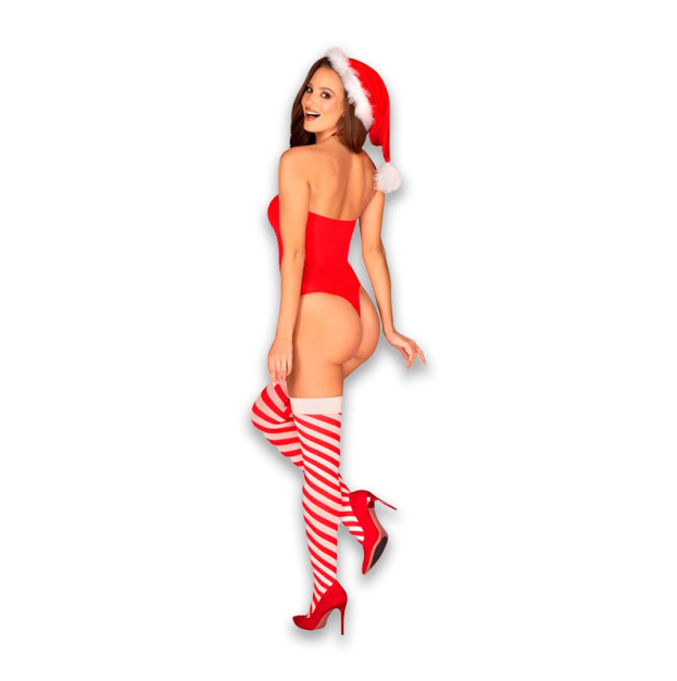 Боді Obsessive Kissmas Teddy S/M Red