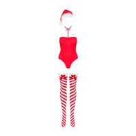 Боді Obsessive Kissmas Teddy S/M Red