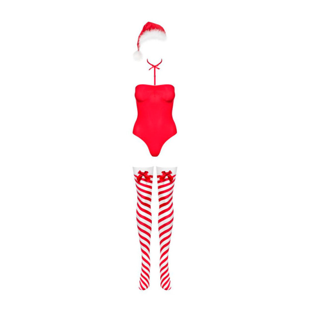 Боді Obsessive Kissmas Teddy S/M Red