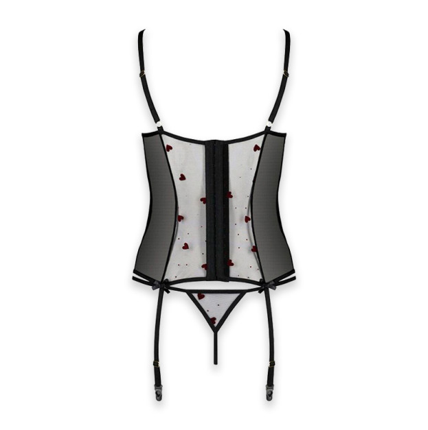 Корсет та трусики Passion Lovelia Corset Black XXL/XXXL