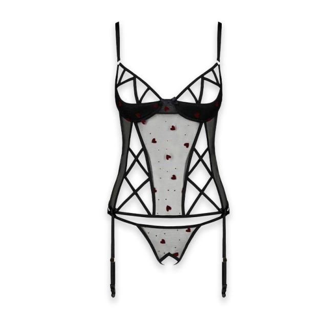 Корсет та трусики Passion Lovelia Corset Black S/M