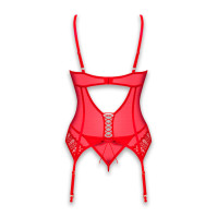 Корсет та трусики Obsessive Ingridia Corset & Thong Red M/L