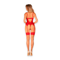 Корсет та трусики Obsessive Ingridia Corset & Thong Red XL/2XL