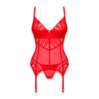 Корсет та трусики Obsessive Ingridia Corset & Thong Red XL/2XL