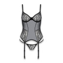 Корсет та трусики Passion Leafa Corset Black XXL/XXXL