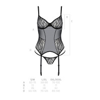 Корсет та трусики Passion Leafa Corset Black XXL/XXXL