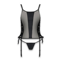 Сітчастий корсет та трусики Passion Malwia Corset Black L/XL