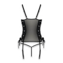 Сітчастий корсет та трусики Passion Malwia Corset Black L/XL
