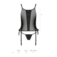 Сітчастий корсет та трусики Passion Malwia Corset Black S/M