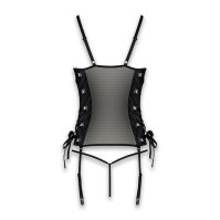 Сітчастий корсет та трусики Passion Malwia Corset Black 4XL/5XL