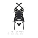 Сітчастий комплект із візерунком корсет з халтером, підв'язки, трусики Passion Hima Corset Black XXL/XXXL