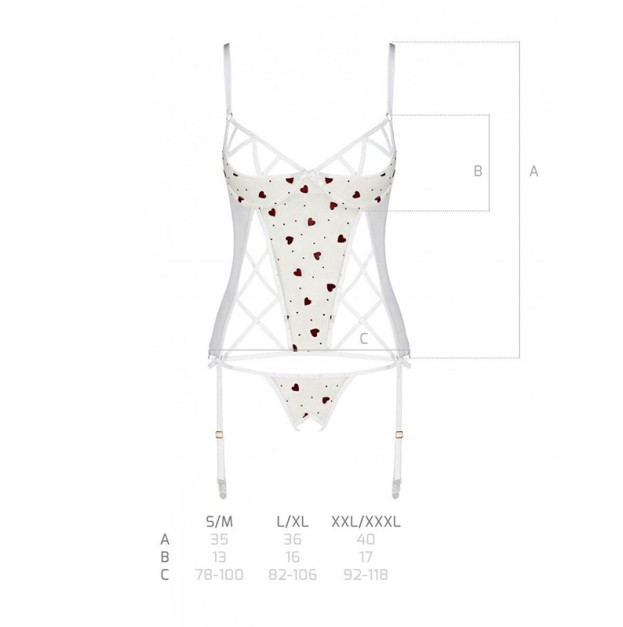 Корсет и трусики Passion Lovelia Corset White S/M