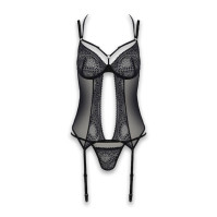 Корсет та трусики Passion Drosera Corset Black L/XL