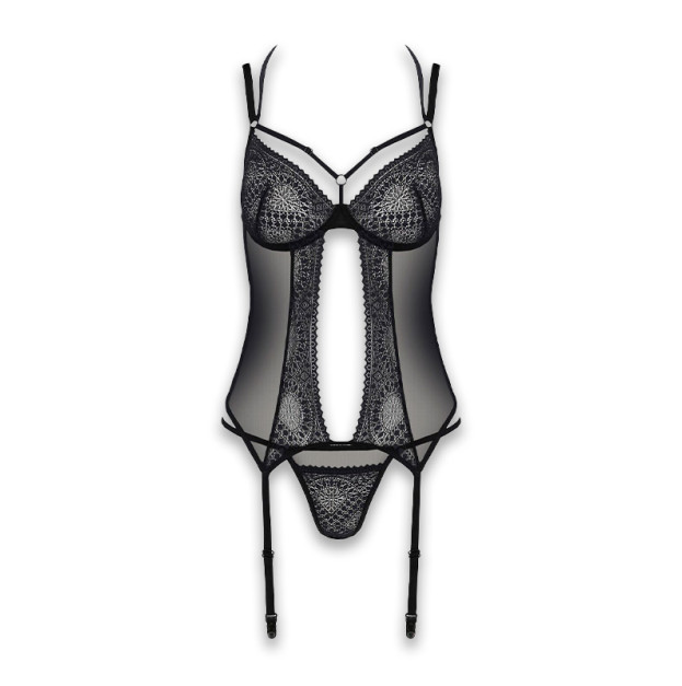Корсет та трусики Passion Drosera Corset Black L/XL
