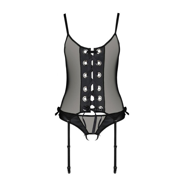 Корсет та трусики Passion Nessy Corset Black L/XL