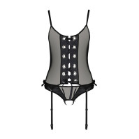Корсет та трусики Passion Nessy Corset Black XXL/XXXL