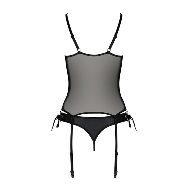Корсет та трусики Passion Nessy Corset Black XXL/XXXL