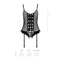 Корсет та трусики Passion Nessy Corset Black XXL/XXXL