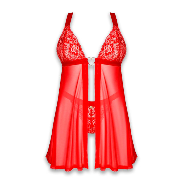 Бебі-дол Obsessive Elianes Babydoll & Thong Red XL/2XL