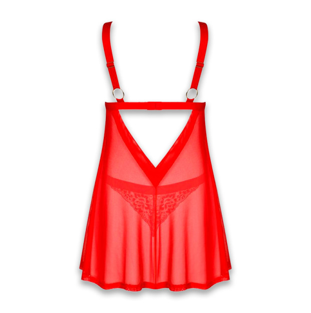 Бебі-дол Obsessive Elianes Babydoll & Thong Red XL/2XL