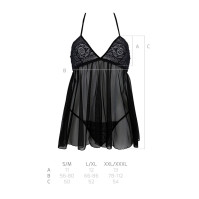 Пеньюар Passion Kerria Chemise Black XXL/XXXL