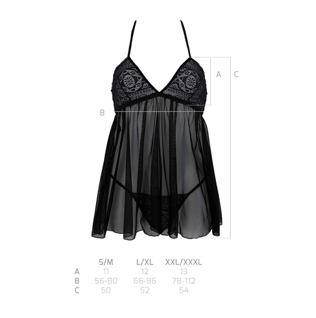 Пеньюар Passion Kerria Chemise Black XXL/XXXL