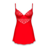 Пеньюар Obsessive Ingridia Chemise & Thong Red XS/S
