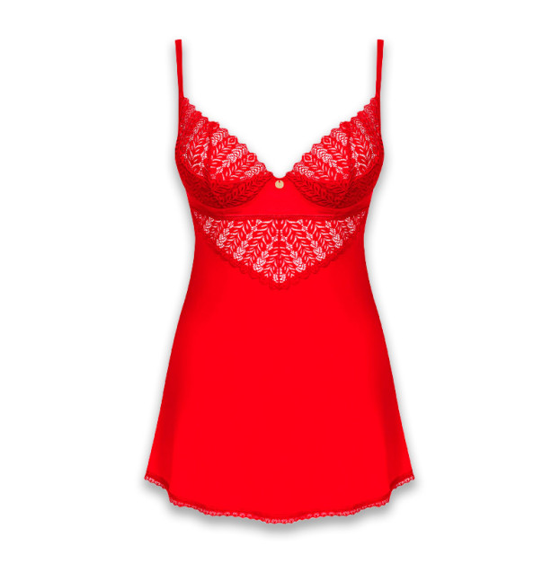 Пеньюар Obsessive Ingridia Chemise & Thong Red XS/S