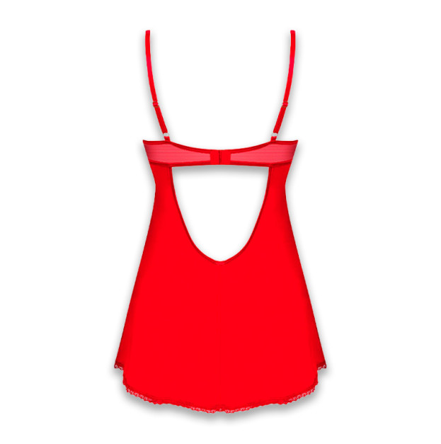 Пеньюар Obsessive Ingridia Chemise & Thong Red XS/S
