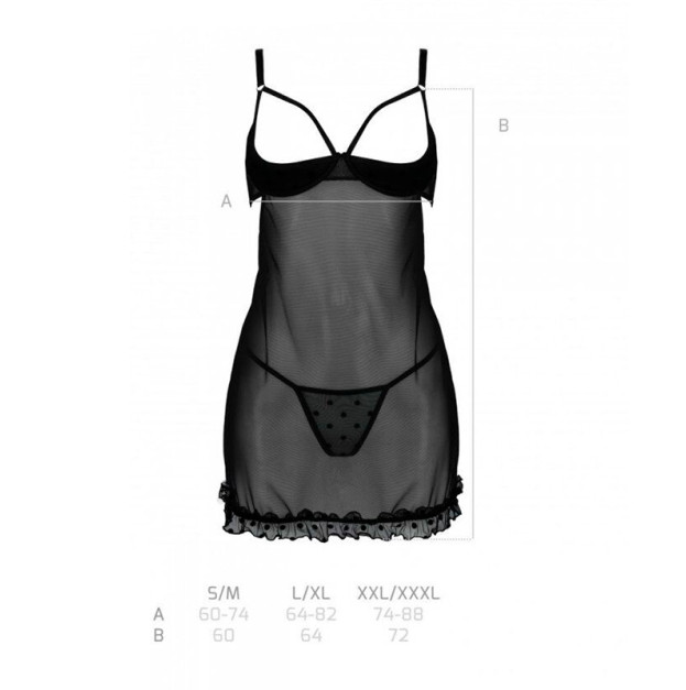 Пеньюар Passion Marina Chemise Black XXL/XXXL