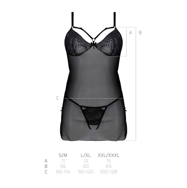 Пеньюар Passion Drosera Chemise Black L/XL