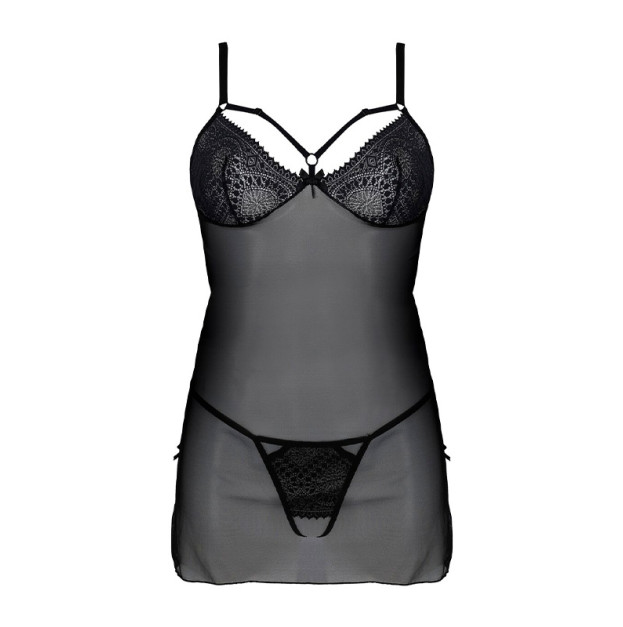 Пеньюар Passion Drosera Chemise Black XXL/XXXL