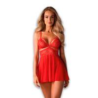 Бебі-дол Obsessive 838-BAB-3 Babydoll & Thong Red 2XL/3XL