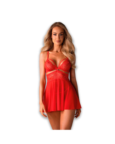 Бебі-дол Obsessive 838-BAB-3 Babydoll & Thong Red 2XL/3XL